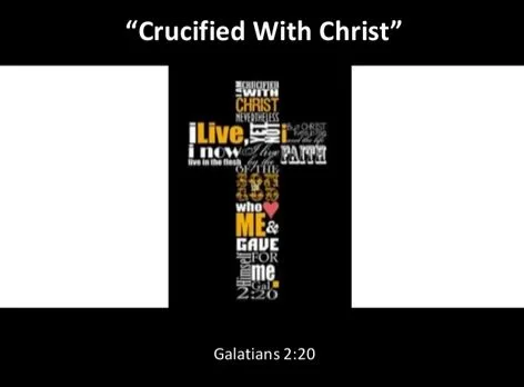 A cross formed from the words of Galatians 2:20