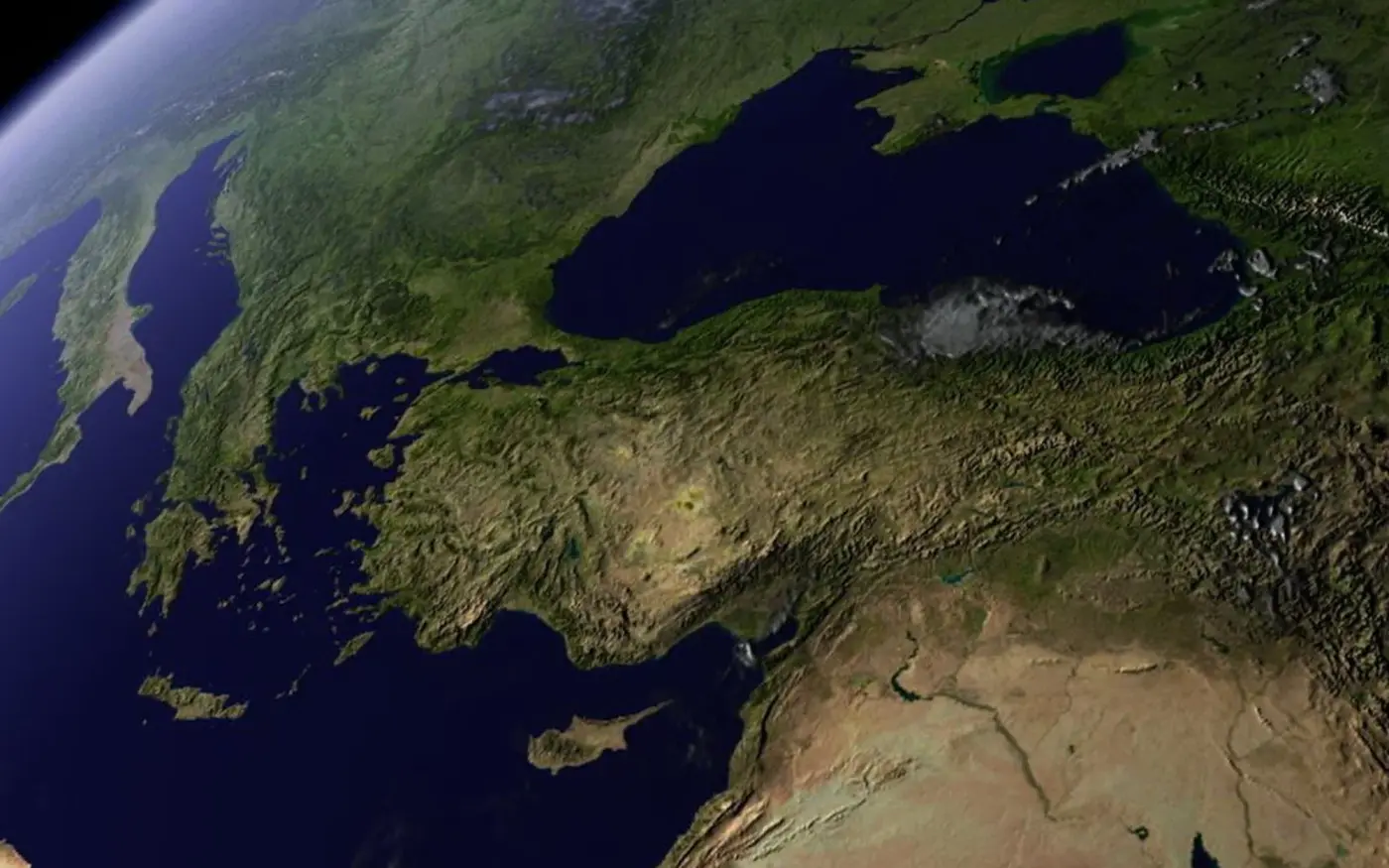 A close view of the earth from orbit